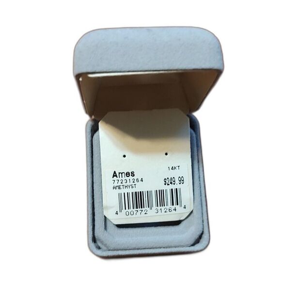 HP💎14k💎Gold Vintage Clyde Duneier Amethyst Emerald Cut Earrings NEW/NOS - Picture 10 of 10